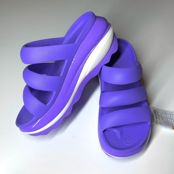 Crocs Unisex Sandals Mega Crush Triple Strap Sandal Purple / White Size- 7 - Picture 4 of 10